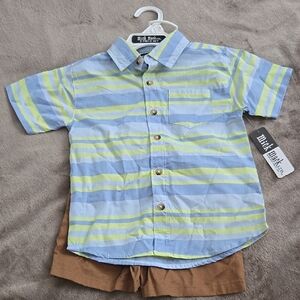 Blue and Yellow Striped Kids Shirt by